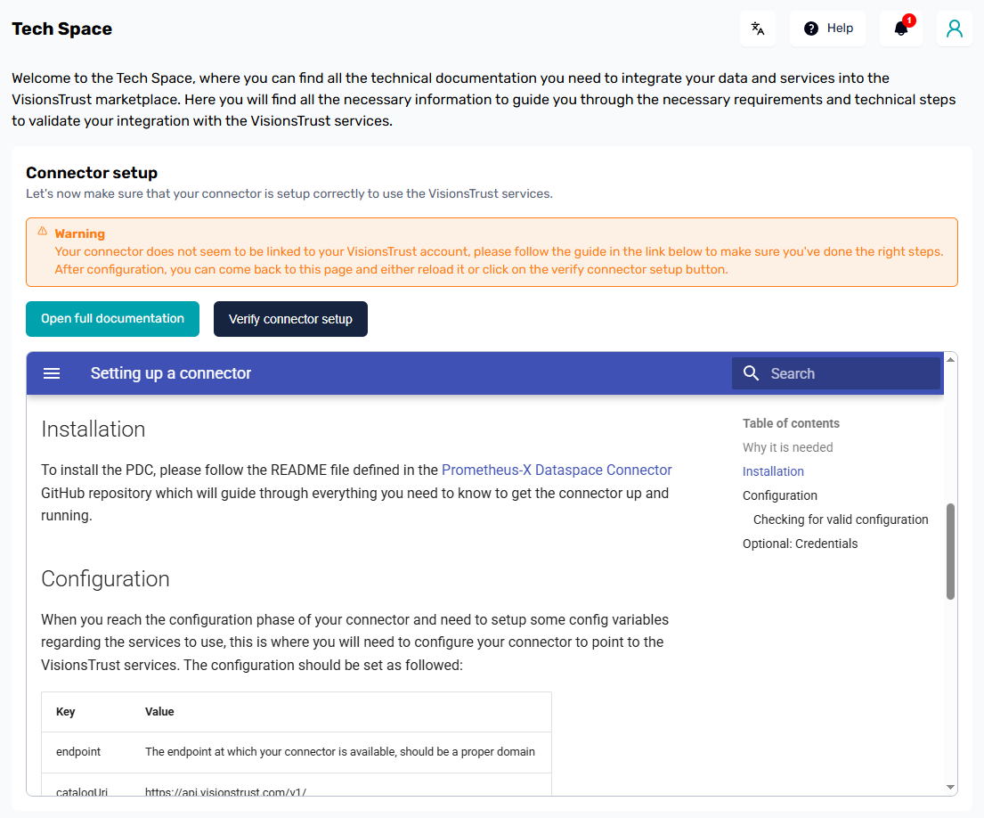 Tech Space no connector set up